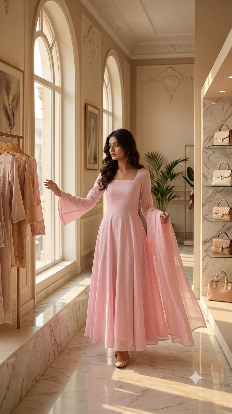 Elegant Western Style Full Frock Dress for Women | Premium Lawn & Cotton Summer Dress | Linen Winter Collection