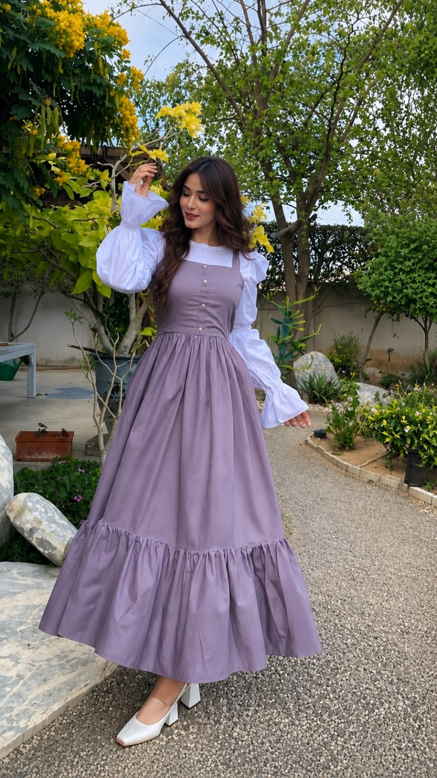 Western Style Premium Lawn & Cotton Maxi Dress for Women | Elegant Summer Long Maxi