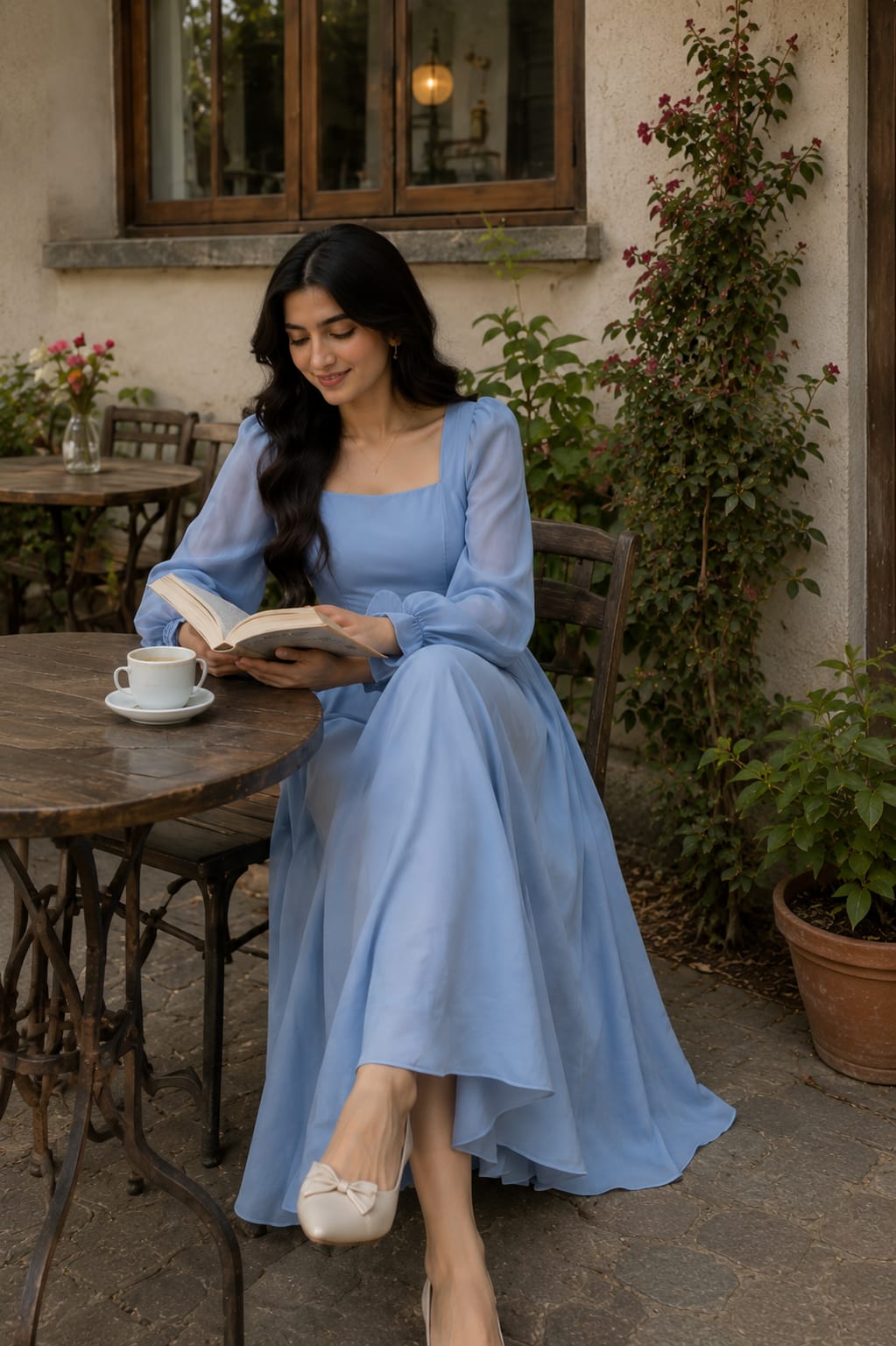Long Maxi Dress – Cotton Maxi with Chiffon Sleeves