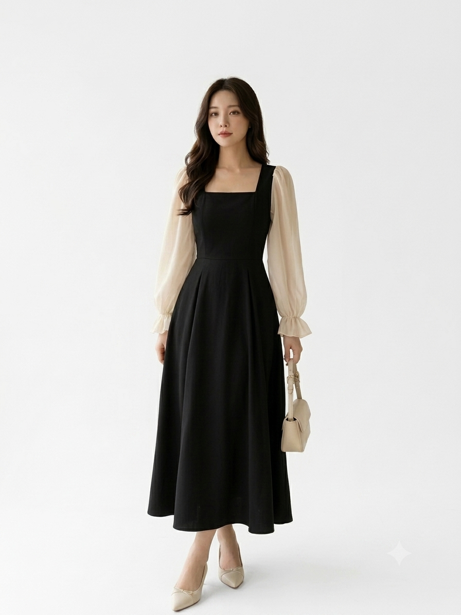 Western Style Elegant Lawn Maxi Dress with Chiffon Sleeves | Women's Premium Modest Wear