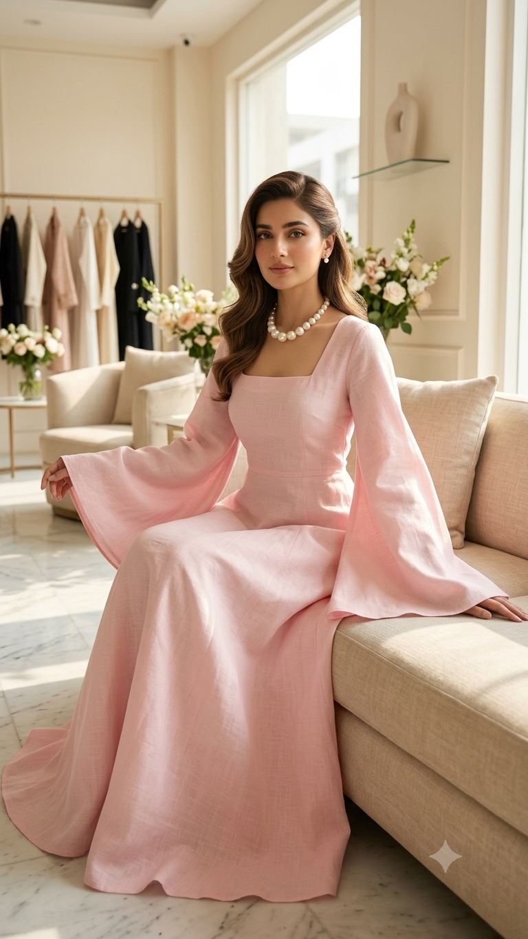 Elegant Western Style Full Frock Dress for Women | Premium Lawn & Cotton Summer Dress | Linen Winter Collection