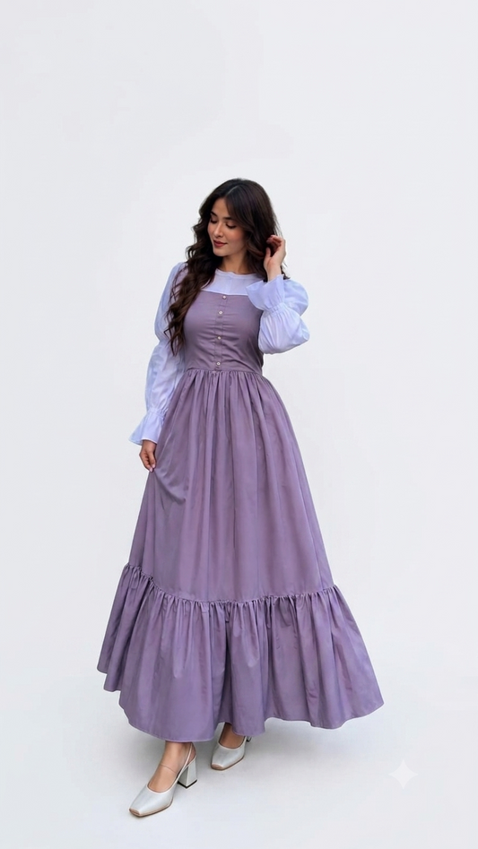 Western Style Premium Lawn & Cotton Maxi Dress for Women | Elegant Summer Long Maxi