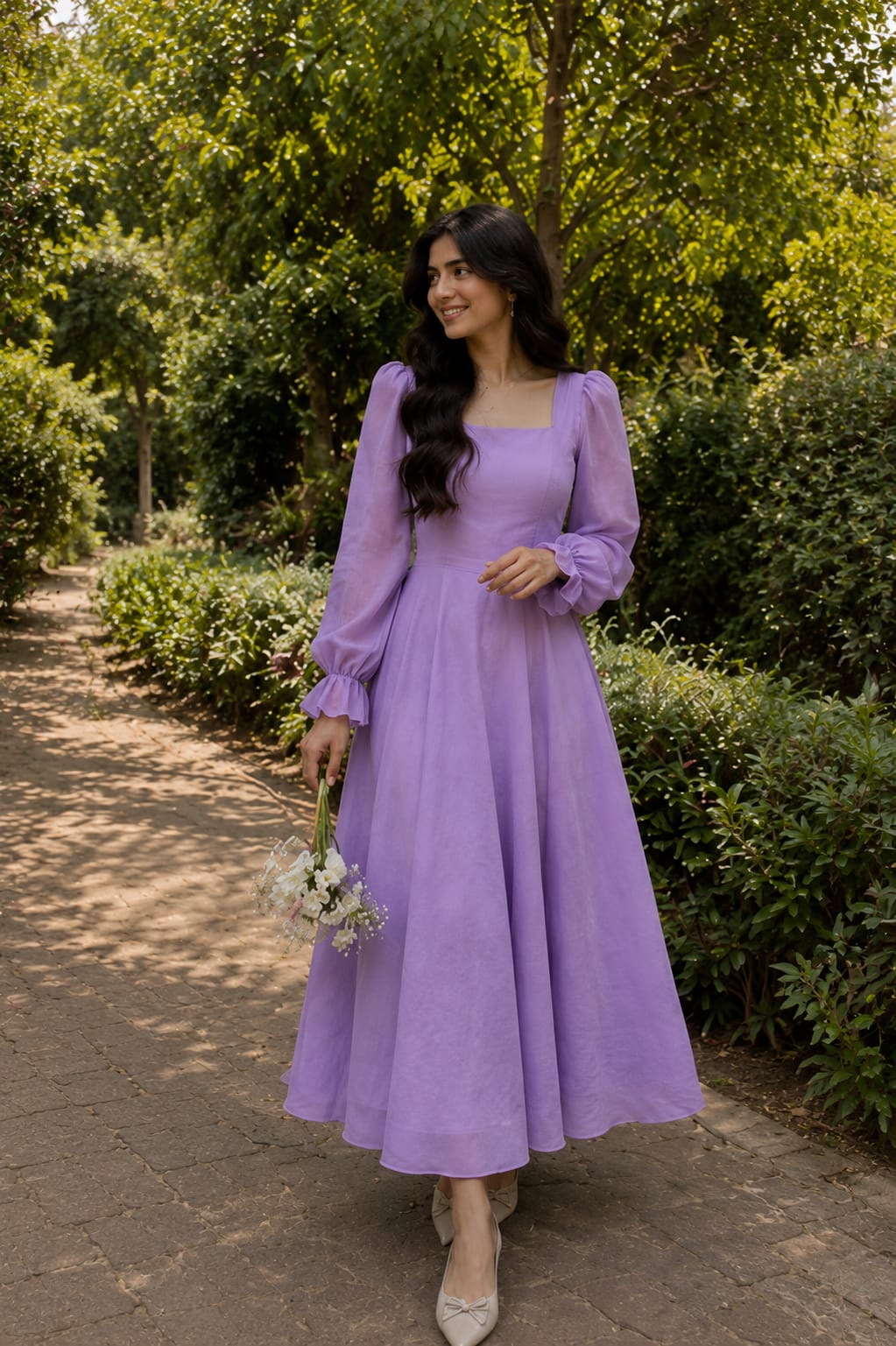 Long Maxi Dress – Cotton Maxi with Chiffon Sleeves