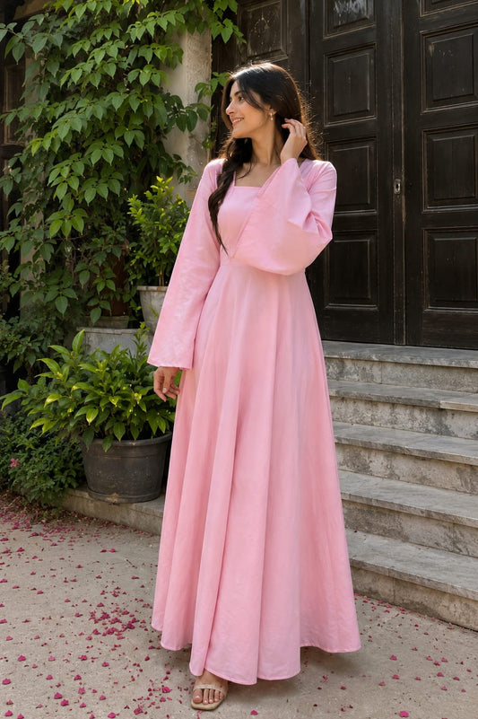 Elegant Western Style Full Frock Dress for Women | Premium Lawn & Cotton Summer Dress | Linen Winter Collection
