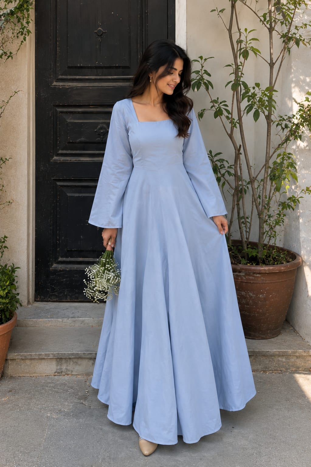 Elegant Western Style Full Frock Dress for Women | Premium Lawn & Cotton Summer Dress | Linen Winter Collection