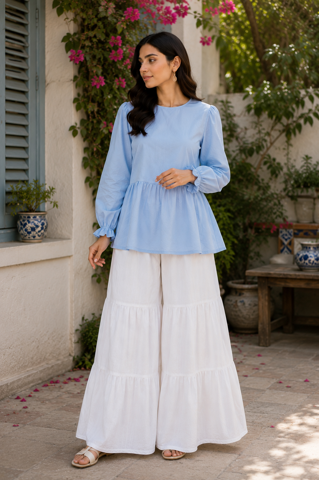 Baggy top with flared pants|
Premium quality cotton summer fabric|velvet silk winter fabric