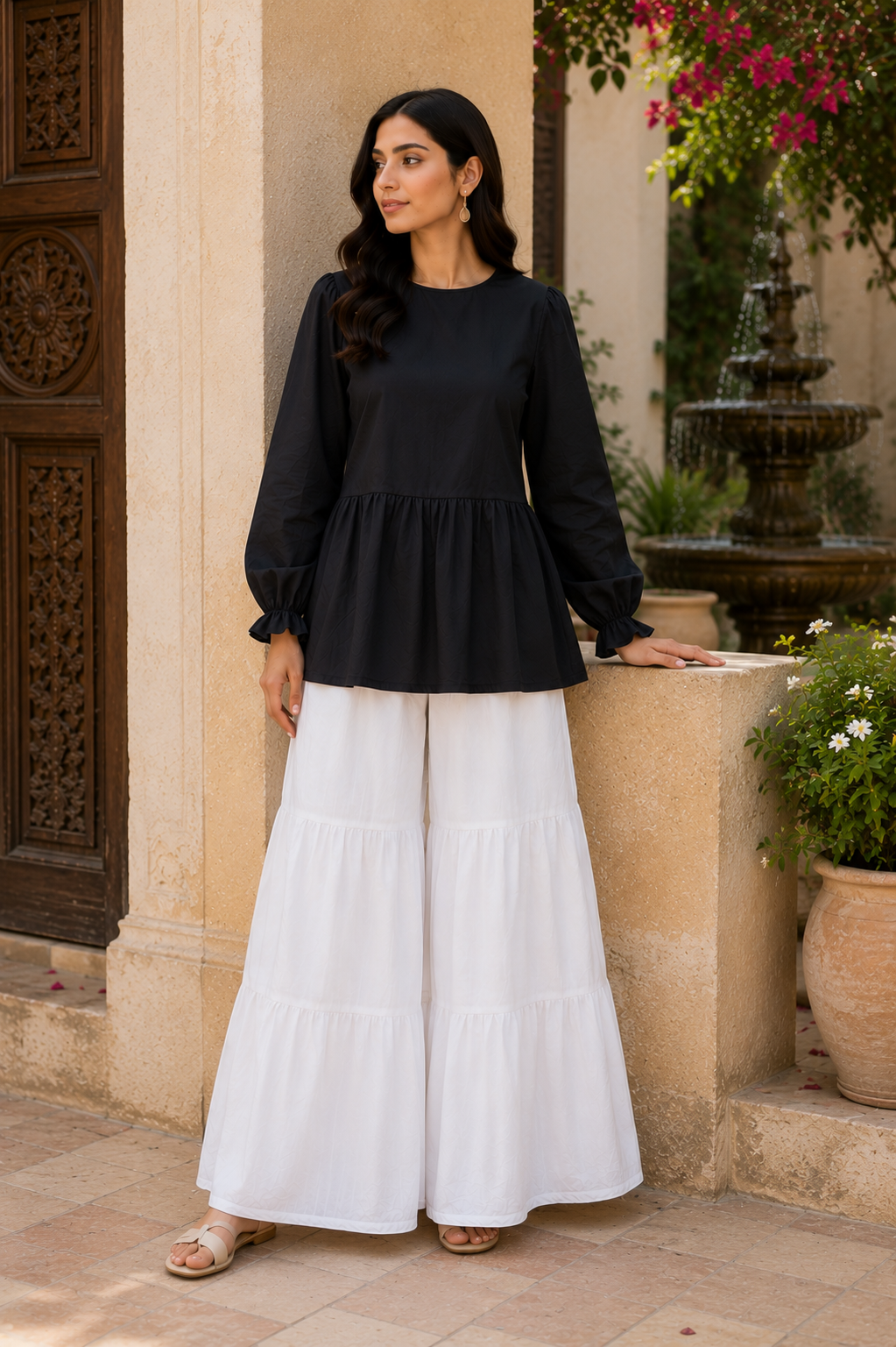 Baggy top with flared pants|
Premium quality cotton summer fabric|velvet silk winter fabric