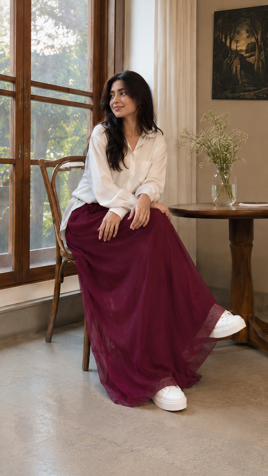 Cotton Shirt & Chiffon Wide Palazzo Set|Premium fabric|Elegant style