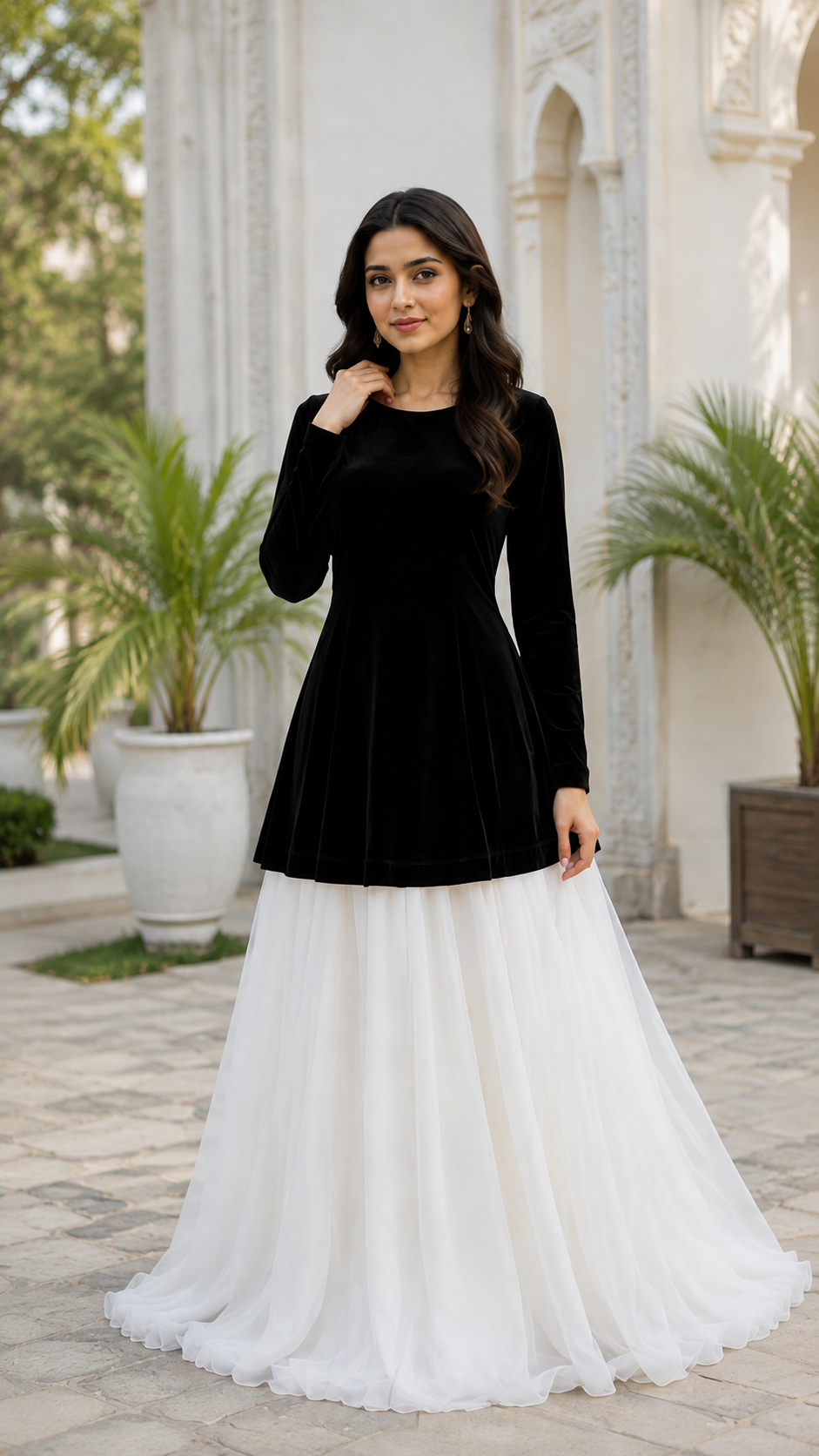 Velvet Silk Frock with Chiffon Lehnga | Premium Quality fabric