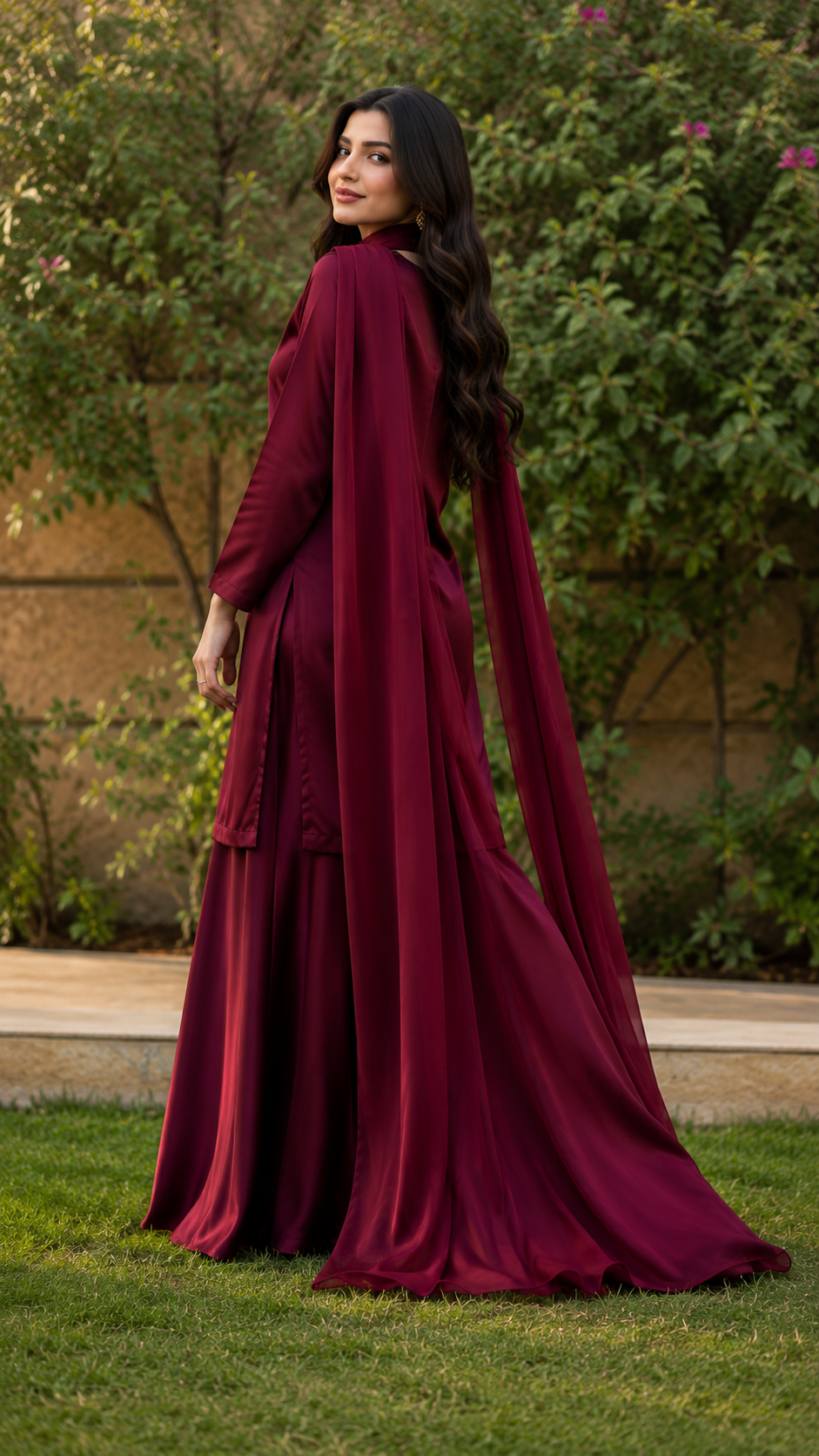 Modest 3 Piece Silk Dress with Chiffon Dupatta| Premium Quality silk fabric