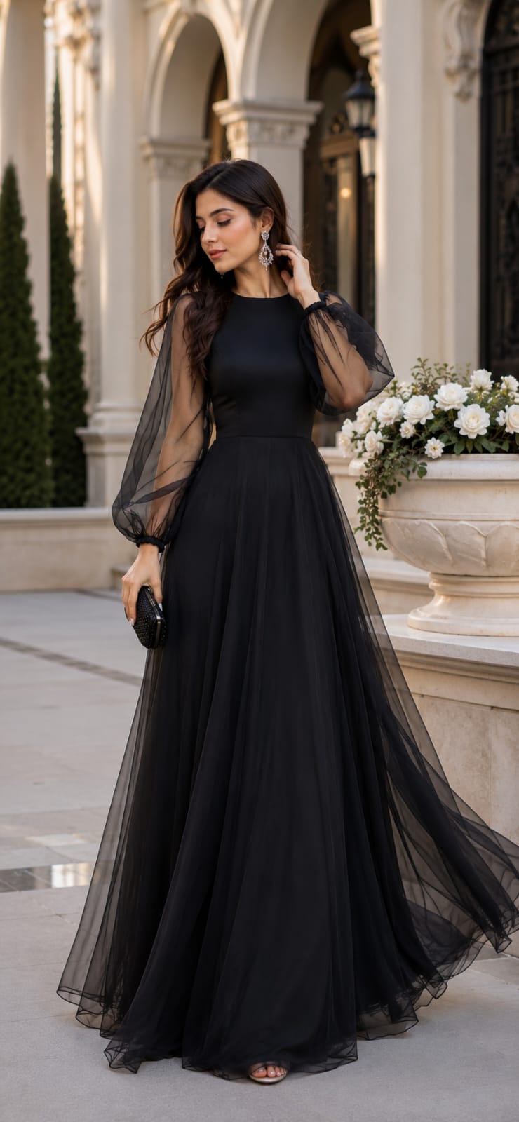Elegant Silk & Organza Maxi Dress for women|velvet silk+organza fabric|Summer and winter both