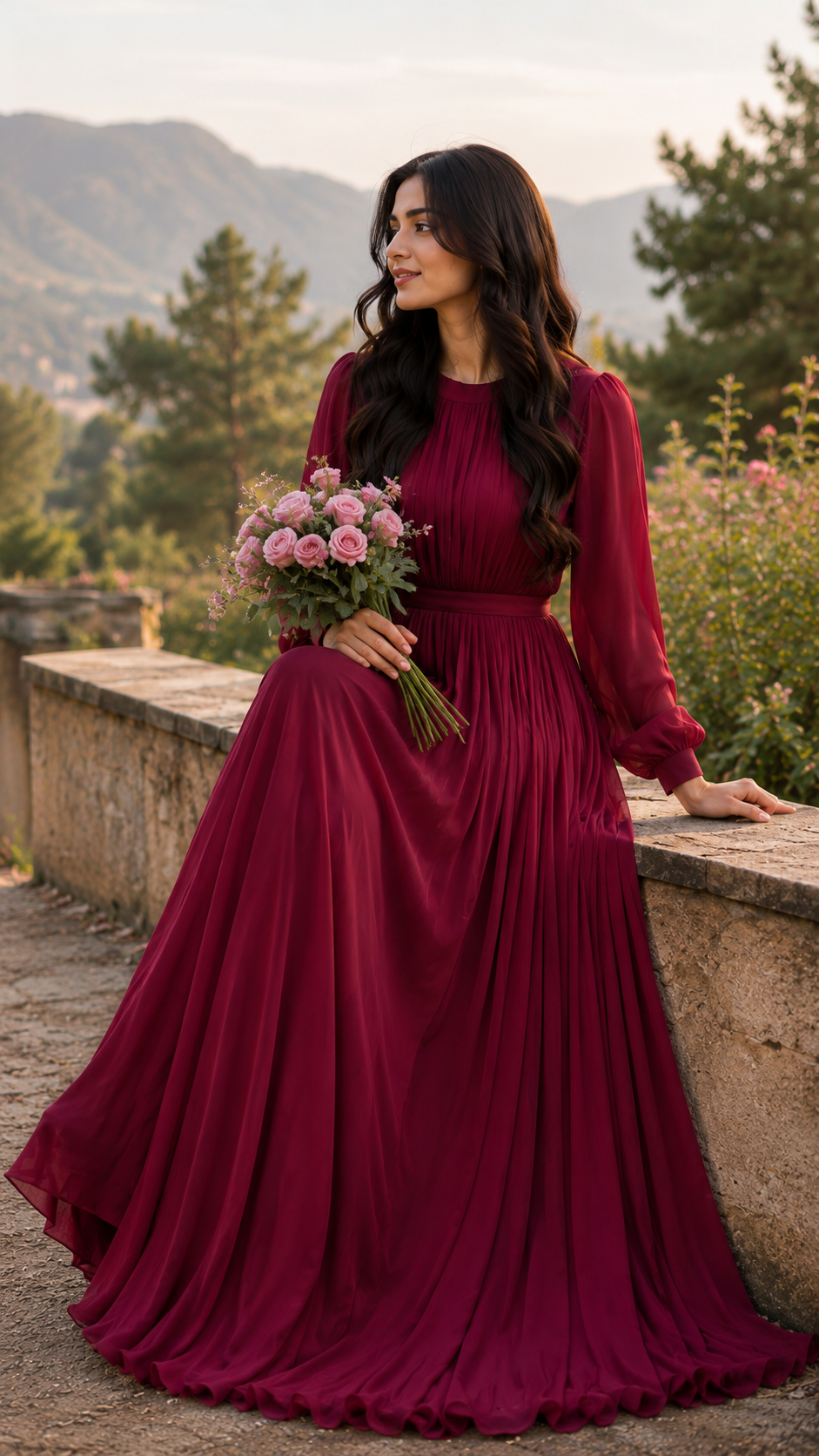 Modest Long Chiffon Maxi Dress |Premium Quality chiffon fabric