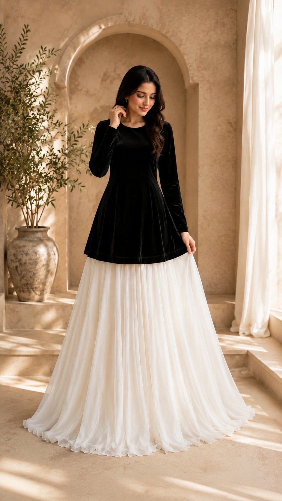 Velvet Silk Frock with Chiffon Lehnga | Premium Quality fabric
