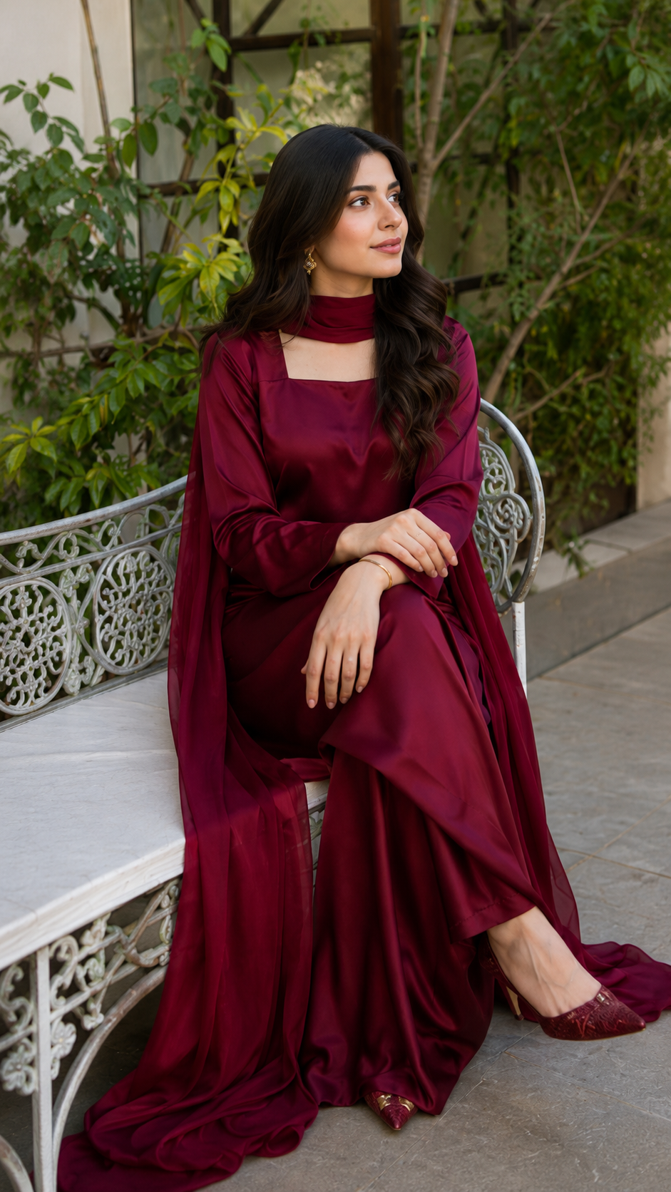 Modest 3 Piece Silk Dress with Chiffon Dupatta| Premium Quality silk fabric