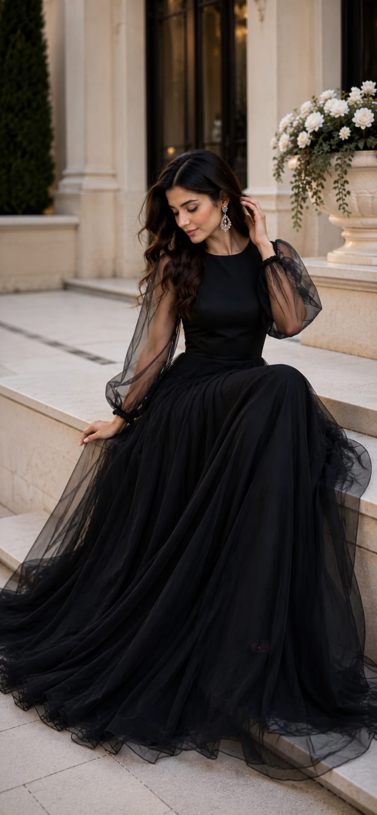 Elegant Silk & Organza Maxi Dress for women|velvet silk+organza fabric|Summer and winter both