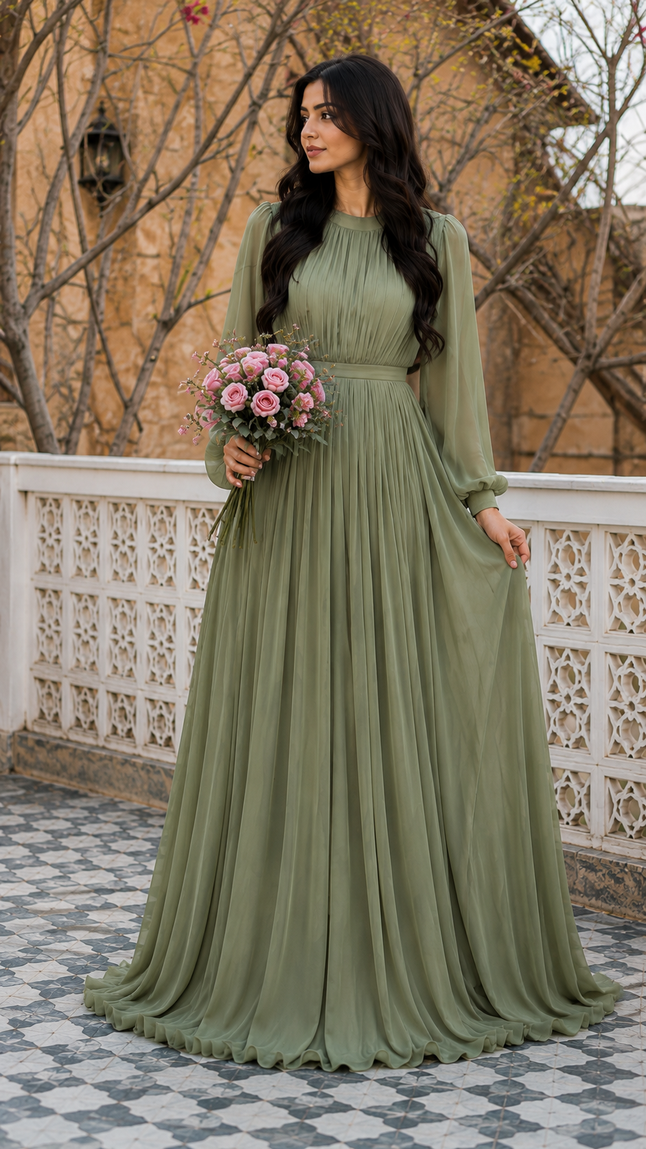 Modest Long Chiffon Maxi Dress |Premium Quality chiffon fabric