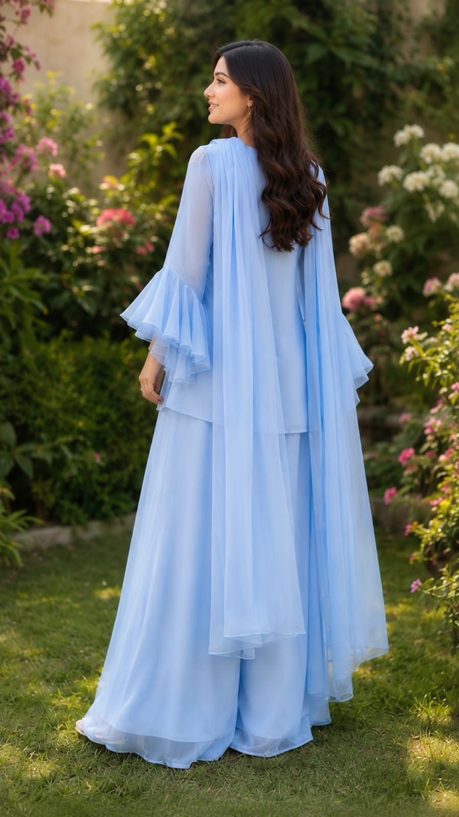 Soft Blue 3 Piece Chiffon Dress | Premium Quality chiffon fabric